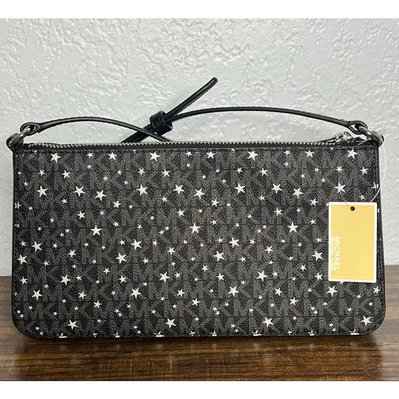 Michael Kors Arden Medium Black Star Print Crossbody Bag with Zip Closure - Picture 6 of 8